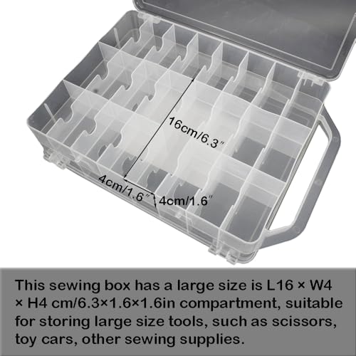 Double-Sided Sewing Organizer Box with 46 Grids - Clear - Image 5