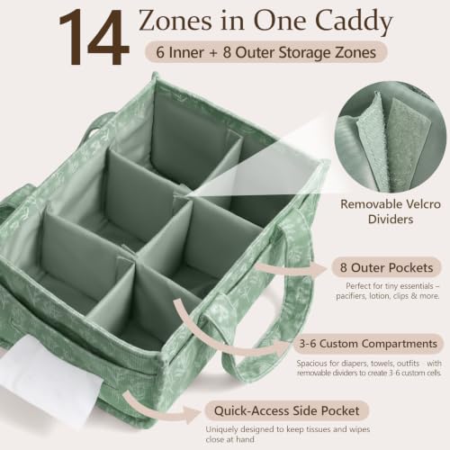 Corduroy Baby Diaper Caddy Organizer with Handles, Nursery - Image 4