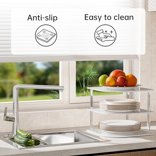 Plate Organizer for Cabinet Space Saver - Acrylic Corner Shelf - Image 5