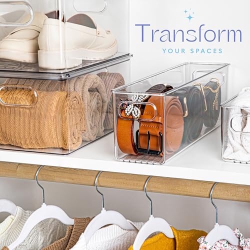 Plastic Food Storage 6 Pack Clear Container Bin with Handles - Image 3