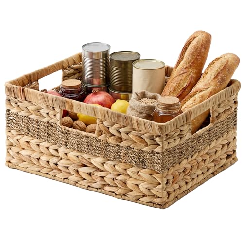 StorageWorks Jumbo Rectangular Wicker Basket, Water Hyacinth - Image 2