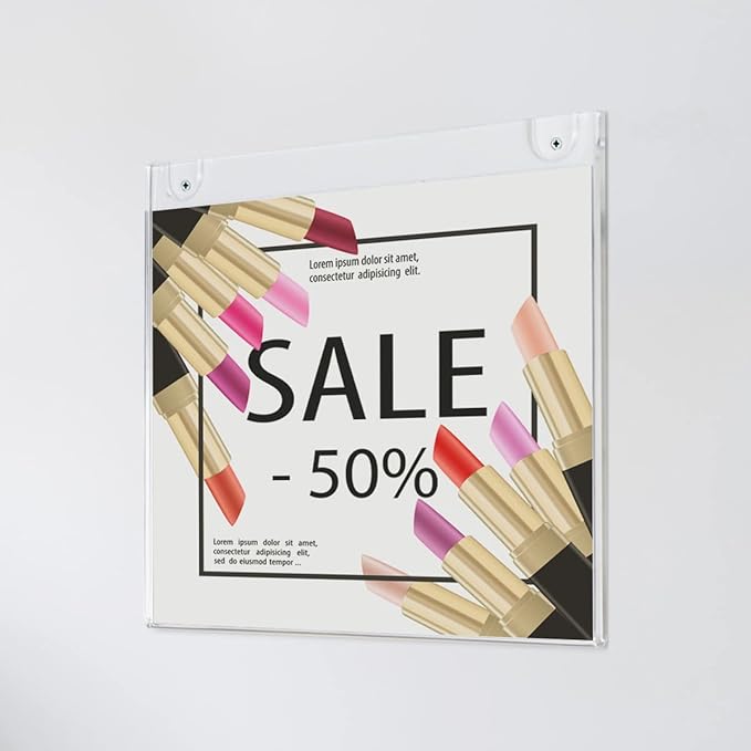 NIUBEE 24-Packs Acrylic Wall Sign Holder 8.5x11 Horizontal, Clear Plastic Picture Frames , Wall Mounted Design.
