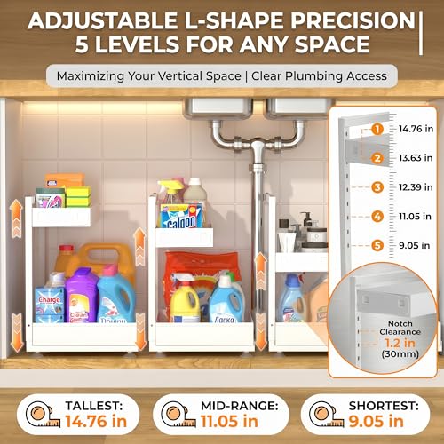 Under Sink Organizer 2 Pack, 2-Tier Metal Slide-Out - Image 4