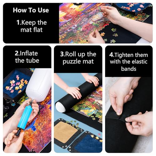 Large Puzzle Mat Roll Up, Jigsaw Storage 46"x26" Felt Mat - Image 7