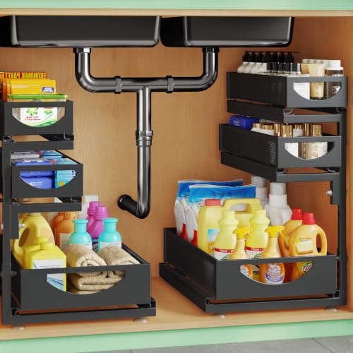 Under Sink Organizer, 2-Pack 3-Tier Pull Out Cabinet Organizers - Image 2