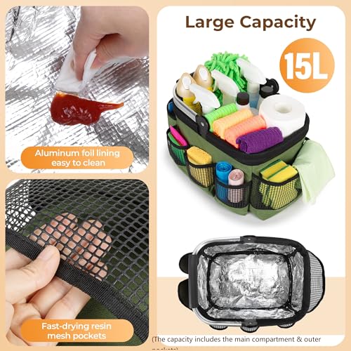 PGmoon Foldable Cleaning Caddy with Rotate Handle - Image 5