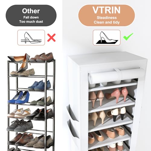 VTRIN Shoe Rack with Cover 10 Tier Vertical Narrow Tall Shoe - Image 7