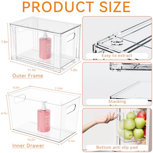 4 Pack Large Stackable Storage Drawers,11″Deep Under - Image 4