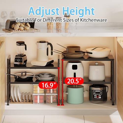2-Tier Expandable Metal Storage Shelves,150LBS Heavy Duty - Image 7