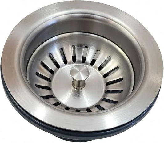 4-1/3 Inch Kitchen Sink Basket Strainer L-1 Assembly, Stainless Steel Drain Stopper with Removable Strainer Basket, Fits Standard Kitchen Sinks, Brushed Finish