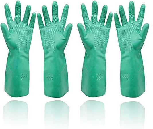 GAYISIC Reusable Kitchen Cleaning Gloves With Latex Free, Non-Slip Design Heavy Duty Gloves for Dishwashing 2 Pairs
