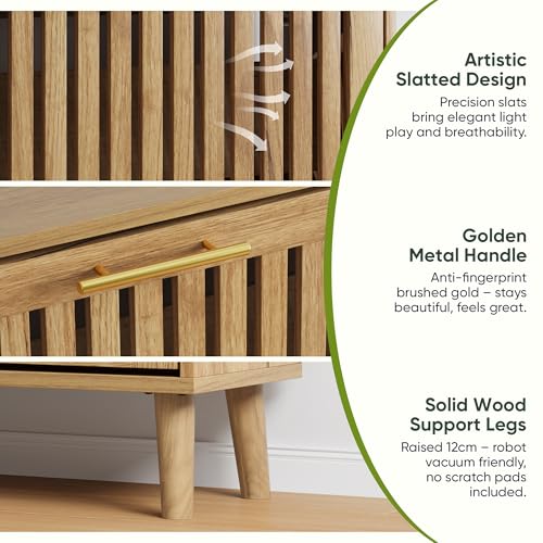 Shoe Cabinet with 2 Flip Slatted Drawers, Farmhouse Slim - Image 4