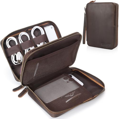 Polare Full Grain Leather Travel Cable Organizer Case Double - Image 2