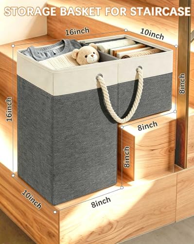 LHZ.K Stair Basket with Removable Divider & | Home Organization - Image 4