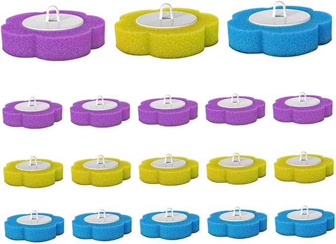 Disposable Toilet Brush Refill Sponges, 18 Pcs, 3 Layers, Blue, Purple, Yellow