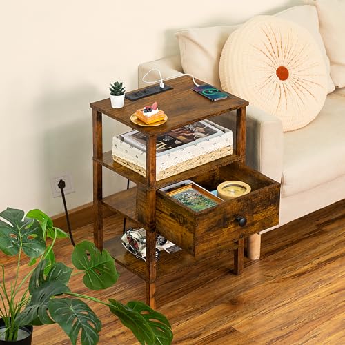 Lerliuo Nightstand with Charging Station and USB Ports, 3-Tier - Image 3