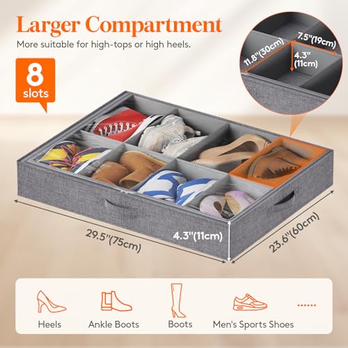 Lifewit 4.3 Inches Under Bed Shoe Storage Organizer Fits 8 Pair - Image 4