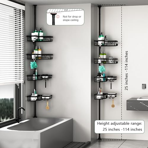 DAOYA Corner Shower Caddy Tension Pole 4 Tier Shower Caddy - Image 7