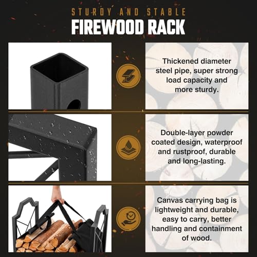 Firewood Rack Outdoor Indoor - Firewood Holder with Canvas - Image 7