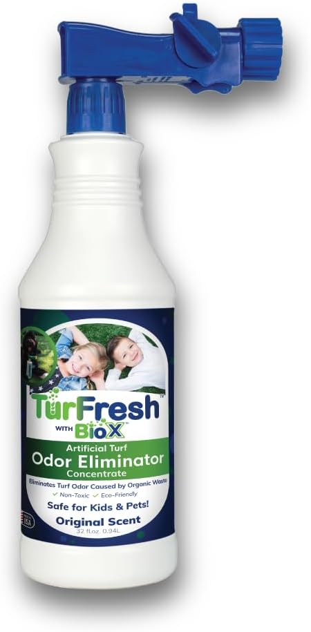 TurFresh BioX Artificial Turf Odor Eliminator Concentrate – 32 oz Bottle, Original Scent – Pet-Safe Turf Cleaner for Urine and Feces Odor Removal – All-Natural, Non-Toxic, Kid Safe