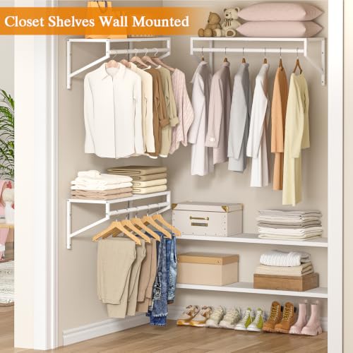 ThreeHio 2 Pack Closet Shelves Wall Mounted, 2.7 ft x - Image 3