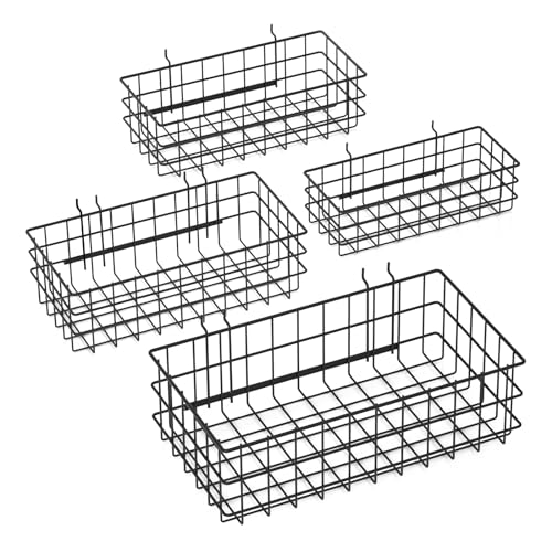 4 Pack Metal Pegboard Baskets Organizer Hooks for Garage Workshop - Image 2