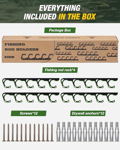 Fishing Rod Rack,Wall or Ceiling Mounted Pole Holder Garage - Image 6