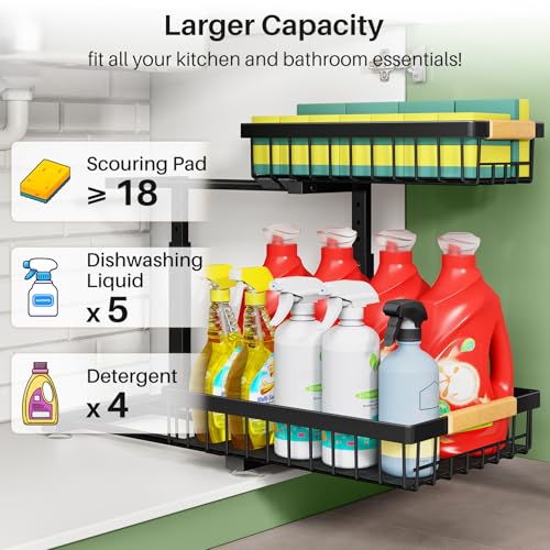 Kitstorack Under Sink Organizer, 2 Tier Under the Sink Storage - Image 4