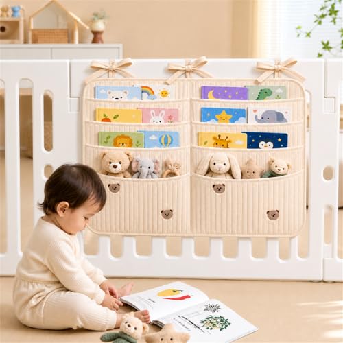 Bedside Caddy Nursery Playpen Organizer, Hanging Crib Book - Image 3