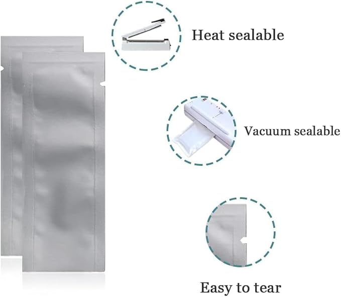 100 Pack 1.97x4.72 inch Heat Seal Sample Pouch Thickened Mylar Aluminum Foil Bag for Shampoo Toiletries Travel Packets Single Serving Coffee Powder Condiments Food Storage Containers