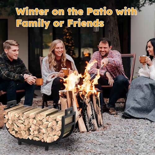 30 Inch Firewood Rack Outdoor Indoor with Handle and Log - Image 7
