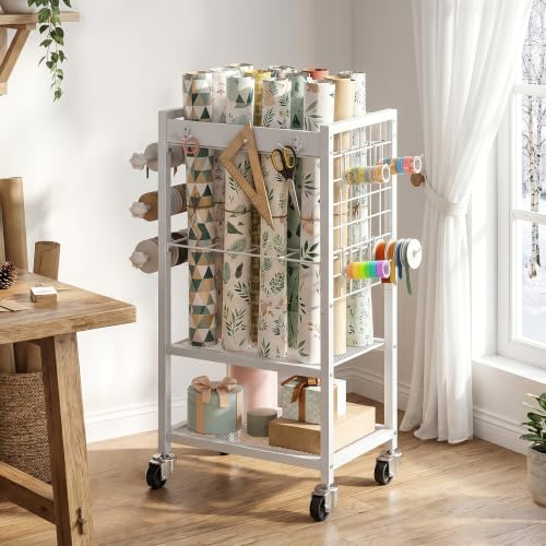 HOOBRO Wrapping Paper Storage Cart, Rolling Craft Storage - Image 5
