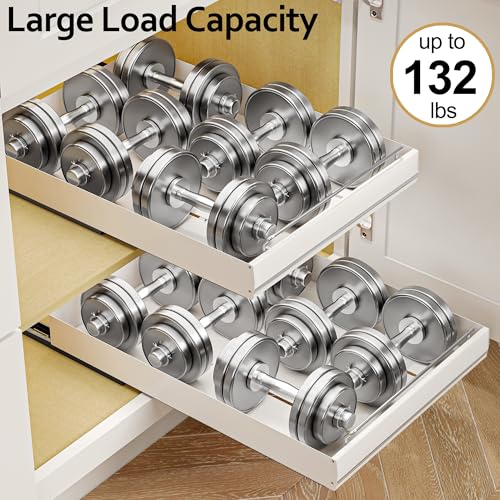 MINGLING 2 Pack Pull Out Cabinet Organizer, Stainless Steel White - Image 4
