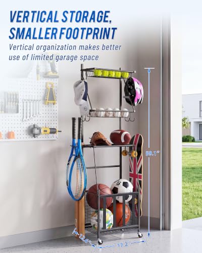 Mythinglogic Rolling Sports Equipment and Toy Organizer - Image 5