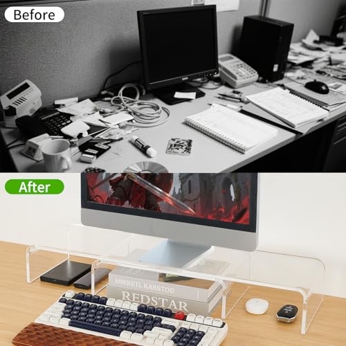LEKETREE Acrylic Monitor Stand, Clear Monitor Stand for Desk - Image 6