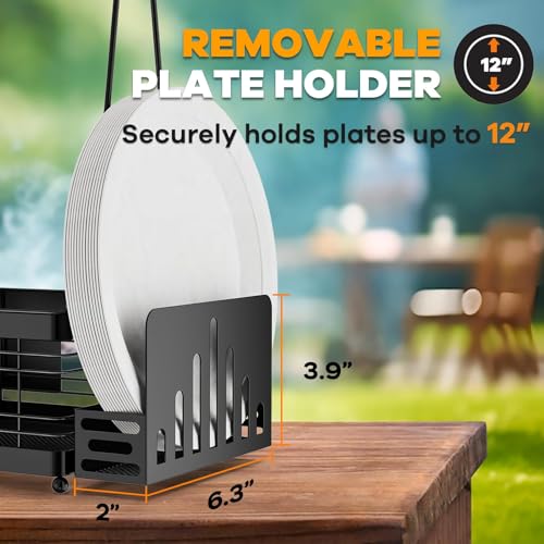 Grill Caddy with Plate Holder and Paper Towel Holder - Image 4