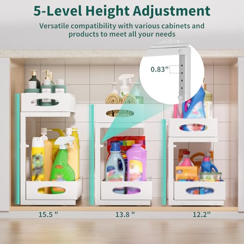 Under Sink Organizer, 1 Pack 2 Tier Metal Slide Out Pull Out - Image 4