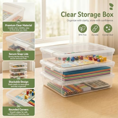 6 Pack Board Game Storage (14x13.5x3.15 Inch), Clear File - Image 4