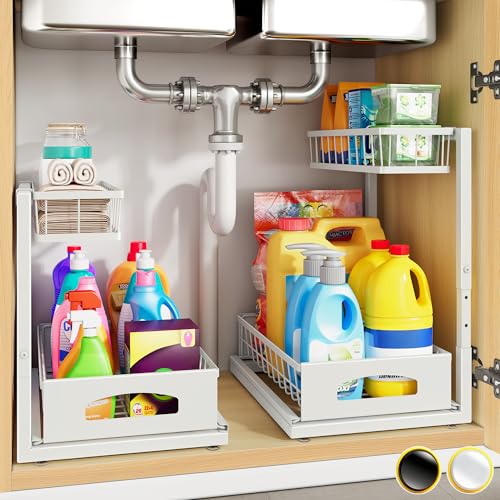 Under Sink Organizer, 2-Pack L-Shaped Metal Pull-Out Drawers - Image 2