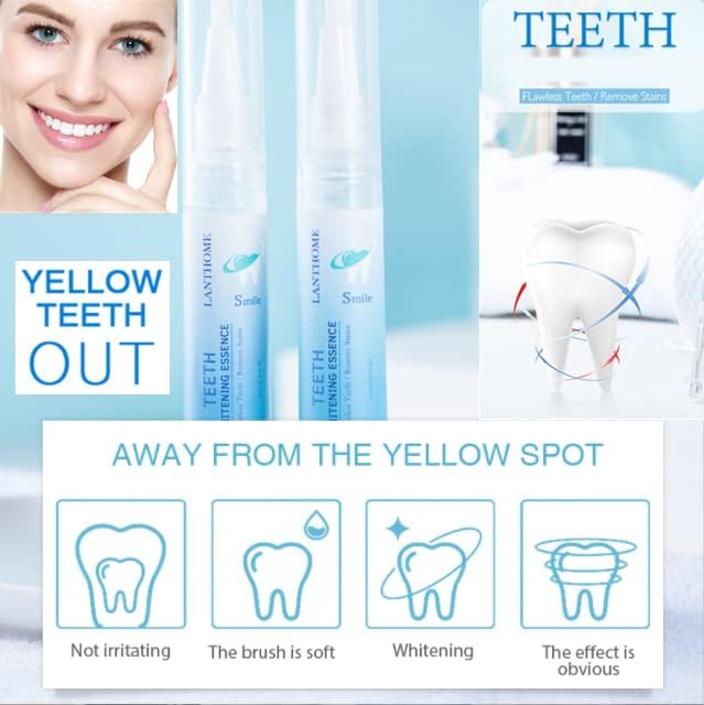 5Pcs Teeth Whitening Pen Gel Kit, Tooth Whitening Essence,Teeth Stain Remover,Intensive Stain Removal Teeth Reduce Yellowing