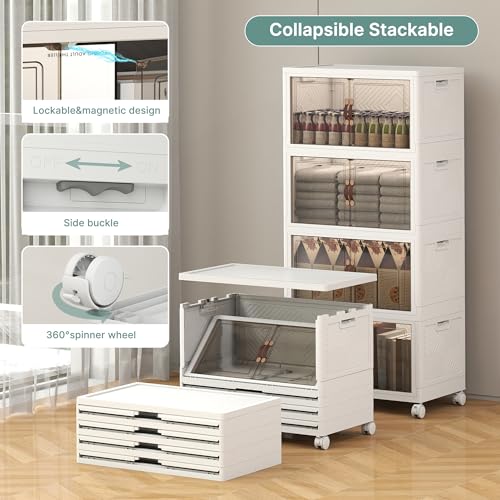 192QT Lockable Plastic Storage Bins, 4 Pack Collapsible Cabinets - Image 4