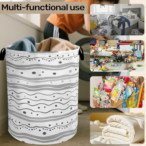 Grey Lines Laundry Basket - Heavy Duty 60L Dirty Clothes - Image 7