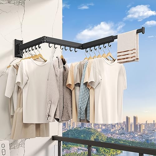 Wall Mounted Tri-Fold Clothes Drying Rack, Heavy Duty - Image 3