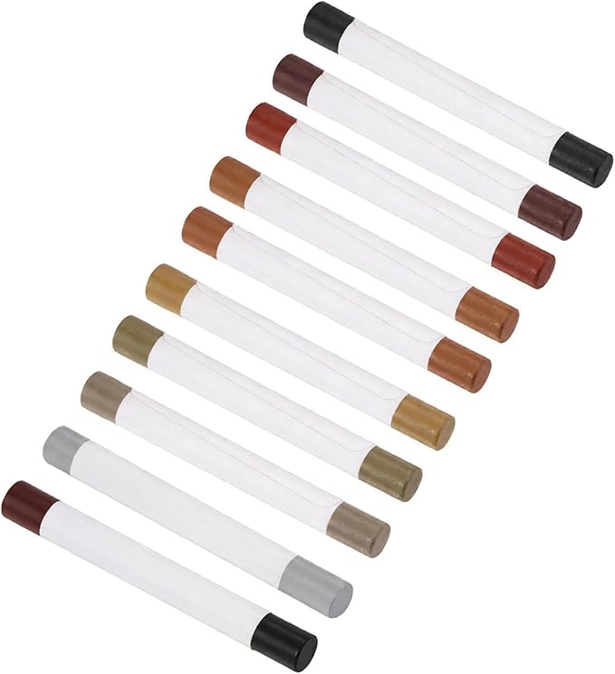 Unifizz Furniture Repair Wax Filler Stick, Wood Scratch Filler Crayons Touch Up Repair Pens for Scratches Holes Floor Laminate Carpenters Tables Desks,10 Set