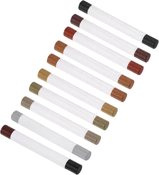 Unifizz Furniture Repair Wax Filler Stick, Wood Scratch Filler Crayons Touch Up Repair Pens for Scratches Holes Floor Laminate Carpenters Tables Desks,10 Set