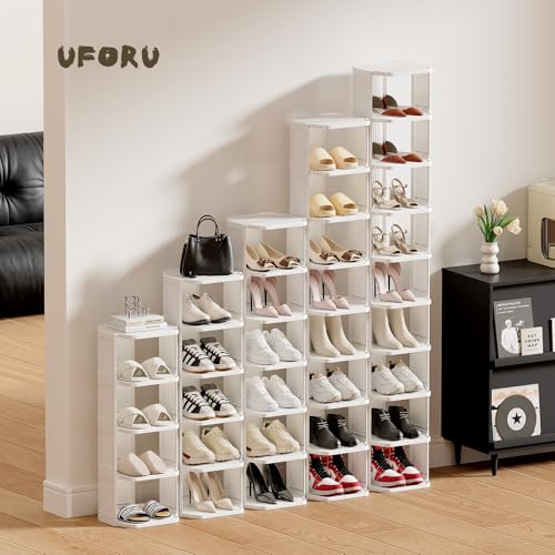 UFORU 5-Tier Small Vertical Shoe Rack,Plastic Shoe Organizer - Image 3