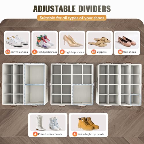 2 Pack Shoe Organizer for Closet, Foldable Shoe Storage - Image 4