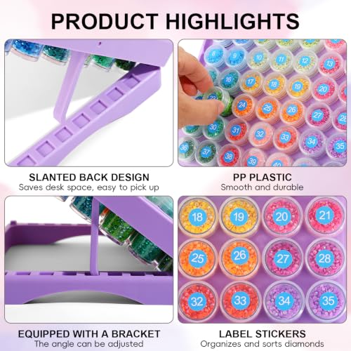 Diamond Art Painting Dot Storage Bottle With Holder Pink - Image 5