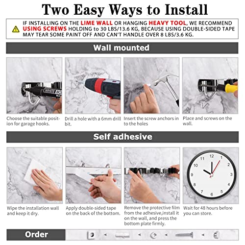 AceMining Broom Holder Wall Mount, 5 Racks 4 Hooks Heavy Duty Mop - Image 6