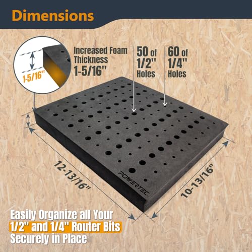 POWERTEC Router Bit Storage Inserts for 110 Bits, 50PCS 1/2" - Image 5